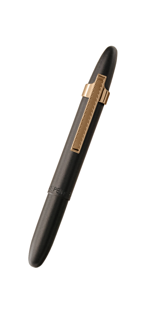 Matte Black Bullet Space Pen, Gold Finger Grip & Clip